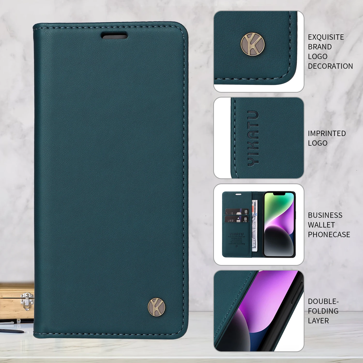 Magnetyczne etui portfel ze skóry na telefon iPhone 17 Plus 11 12 13 14 15 16 17 Pro Max 16E 13 mini, wielofunkcyjne etui na telefon — zdjęcie produktu 3