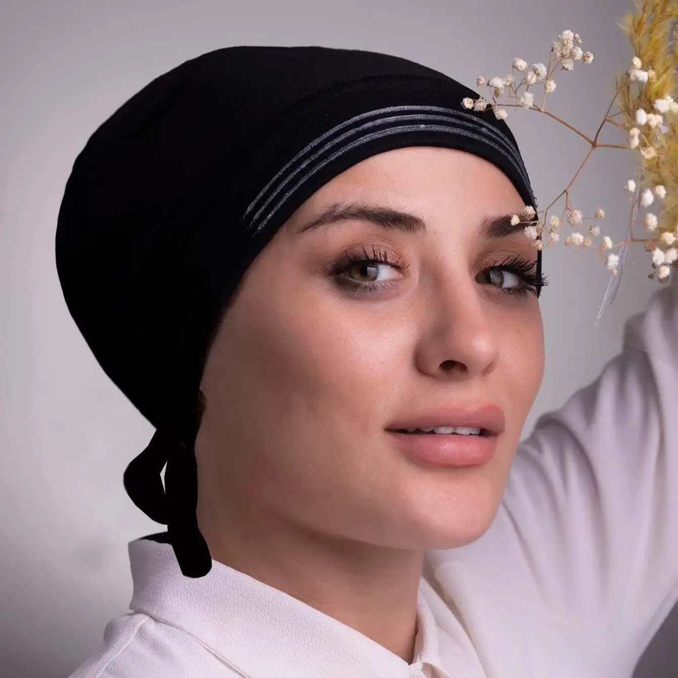 Berretto Hijab musulmano istantaneo tinta unita per le donne con strisce antiscivolo Ramadan Undercap Sciarpa Cappello turbante elasticizzato Copricapo islamico