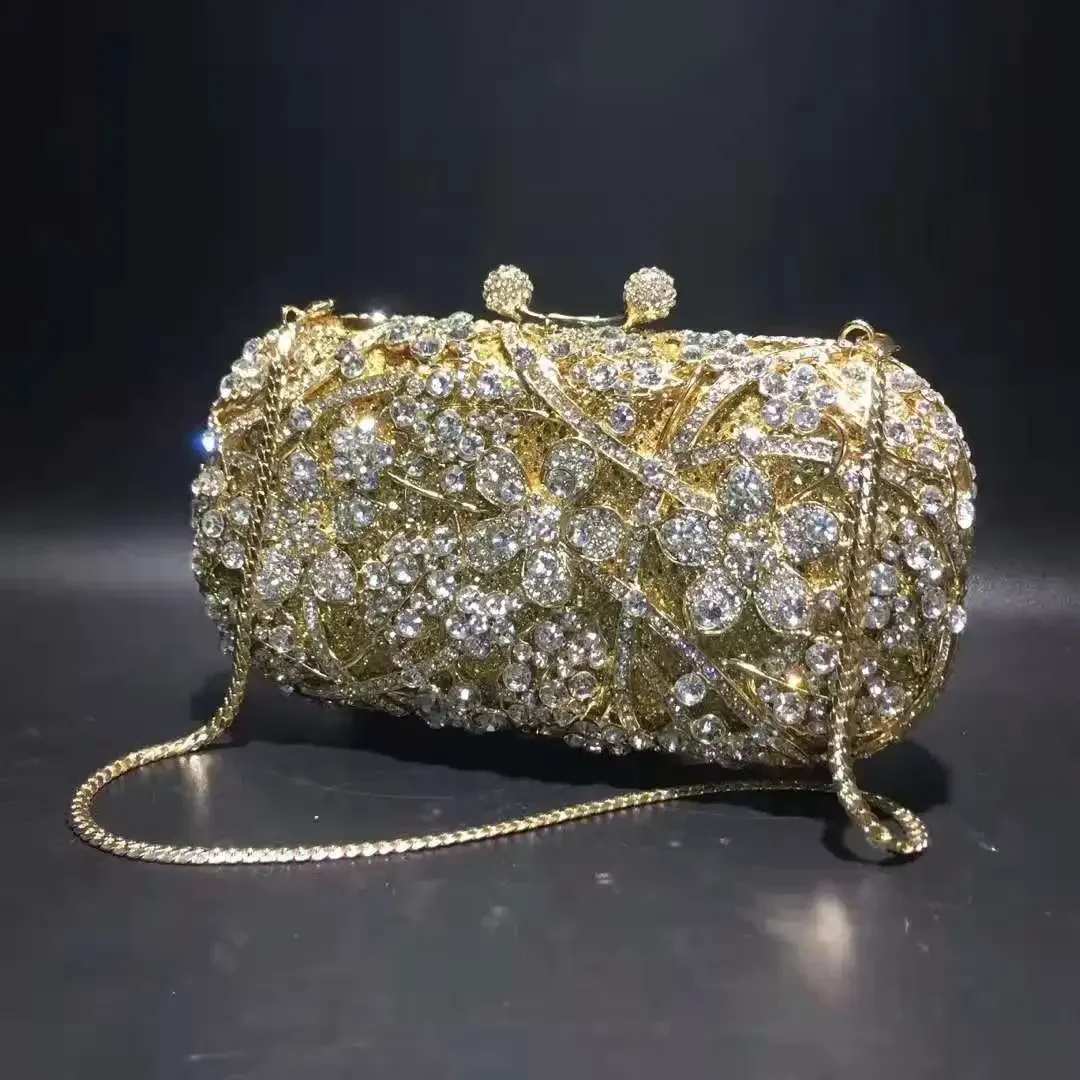 

XIYUAN Elegant Flower Clutch Bags Women Crystal Evening Bags Purses and Handbags Wedding Party Bridal Rhinestone Minaudiere Bag