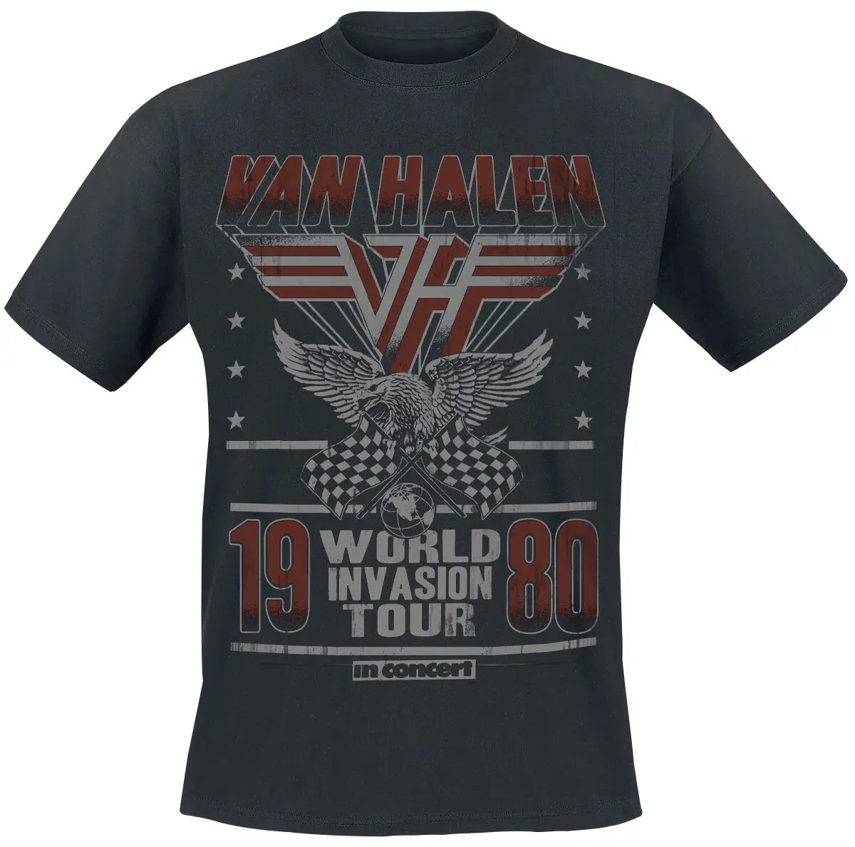 Camiseta de la gira World Invasion Tour 1980 de la banda Van Halen, camiseta gráfica 100% de algodón, ropa de calle de verano para hombres y mujeres