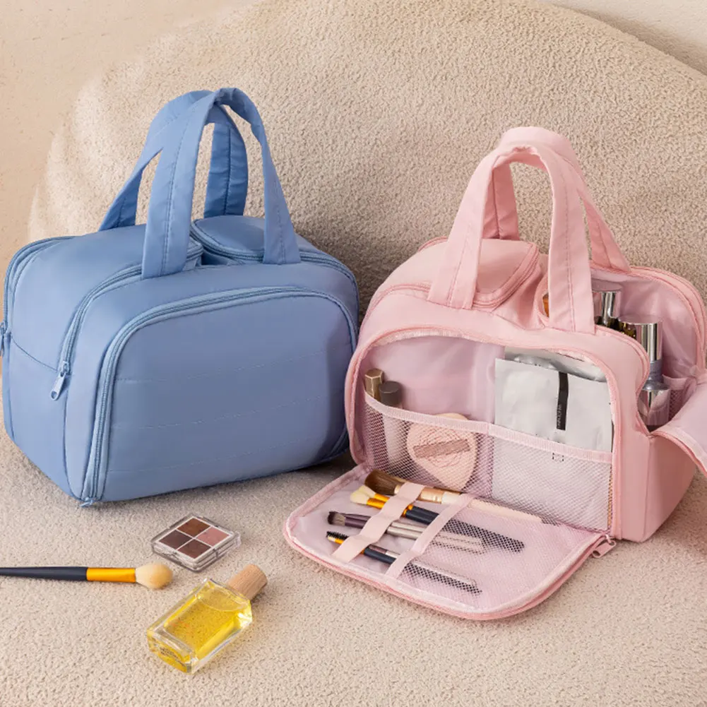 Multi-layered Cosmetic Bag Portable Makeup Storage Pouch With Handl For Lipsticks Eyeshdow