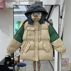 Doudounes à capuche en duvet de canard blanc pour femmes, vêtements d'extérieur chauds pour femmes, parkas d'hiver, nouveau, 2024