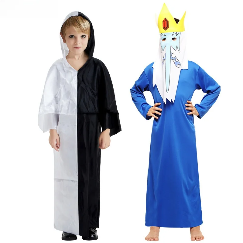 

Halloween Costume Party Children's Outfit Black And White Unusual Jumpsuit Devil Wizard Robe Splicing Men's Fashion Clothing