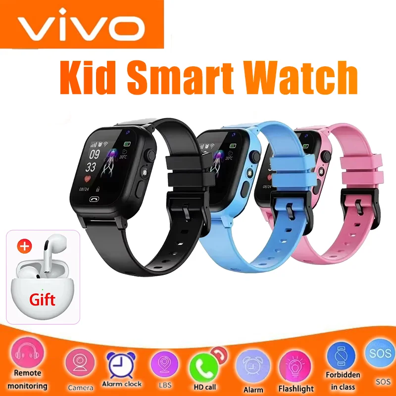 

Смарт-часы VIVO Kids 5G, SOS, GPS, местоположение, видеозвонок, SIM-карта, детская камера, водонепроницаемая обновление, 2025 для мальчиков и девочек, дополнительные наушники