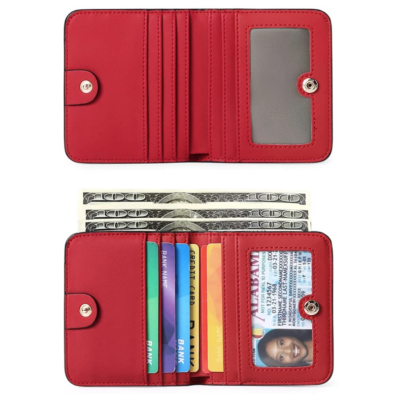 Small Wallets Solid Colour Women Girl Credit Card Holder Case PU Leather Coin Purse Female Wallet Short Purses Exquisite Wallet