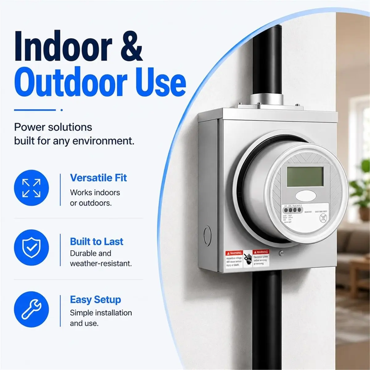 Multi-use Gear 100 Amp Meter Socket 4 Jaw Meter Base 600V 3 Wire Ring Socket Horn Bypass Cover Overhead Underground Electric Met
