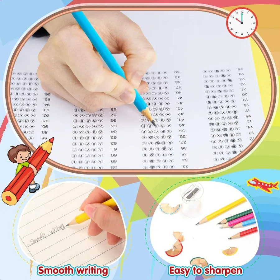 Confezione da 12 matite da 144 pezzi 2 HB sfuse in tubo con temperamatite Colori assortiti Matite preaffilate in legno per studenti Ritorno a Scho