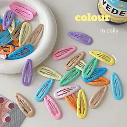 Mixed packs Drop Shaped Hair Clips Child Metal Hairgrip Solid Color Kids Snap Hairpins Hair Barrettes Colorful Hair Accessories