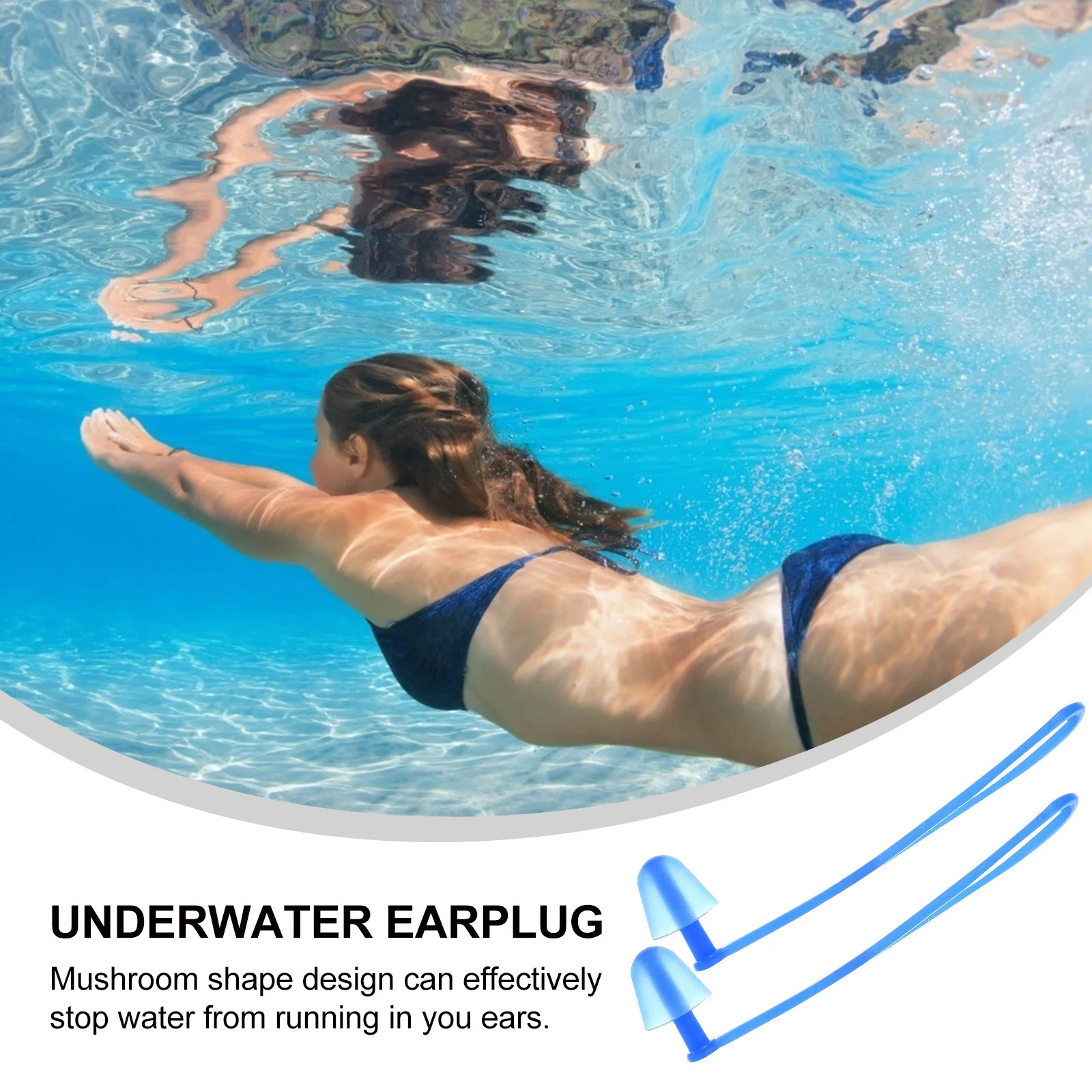 زوجان من السيليكون المقاوم للماء للسباحة لغطس السباحة سيرفر مع سدادات أذن زرقاء بسلك الاحتفاظ