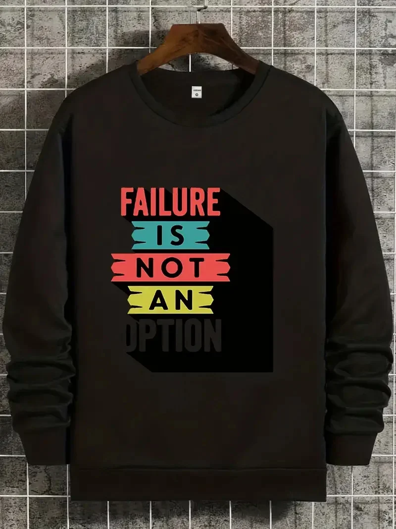 Men Failure Is Not an Option Print Hooded Trendy Sweatshirt Designer Fleece Hoodies for Male Warm Casual Pullover Clothing