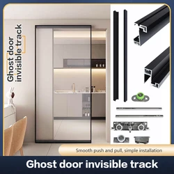 Invisible Trackless Ghost Door Aluminum Frame Glass Door Slide Rail Kitchen Bathroom Partition Trackless Sliding Door Hardware