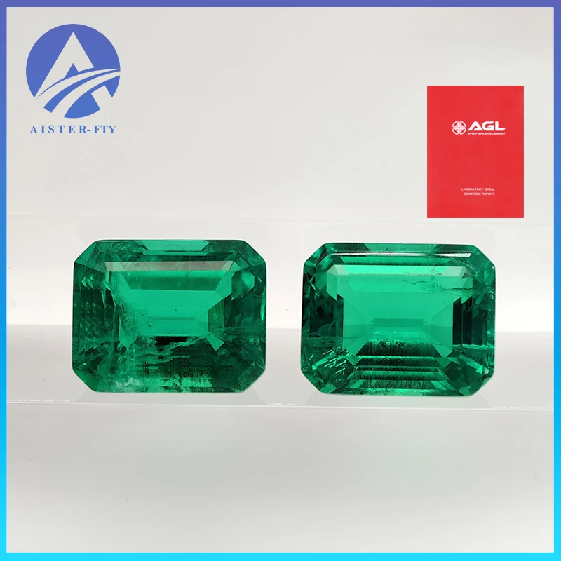 

Large Size Emerald Lab Grown Columbia Emerald VVS1 Hand-cut Gemstone for Jewelry Ring Earring Making with AGL Certificate
