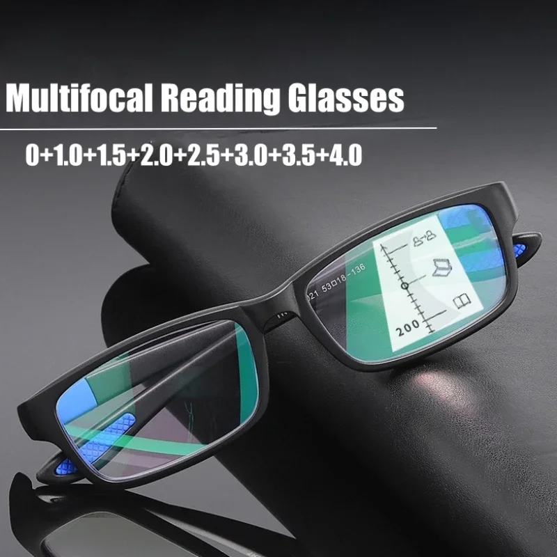 KLASSNUM Smart Reading Glasses Men Multifocal Glasses Women Anti-blue Progressive Reading Glasses Presbyopia Plus Eyewear 0 +4.0