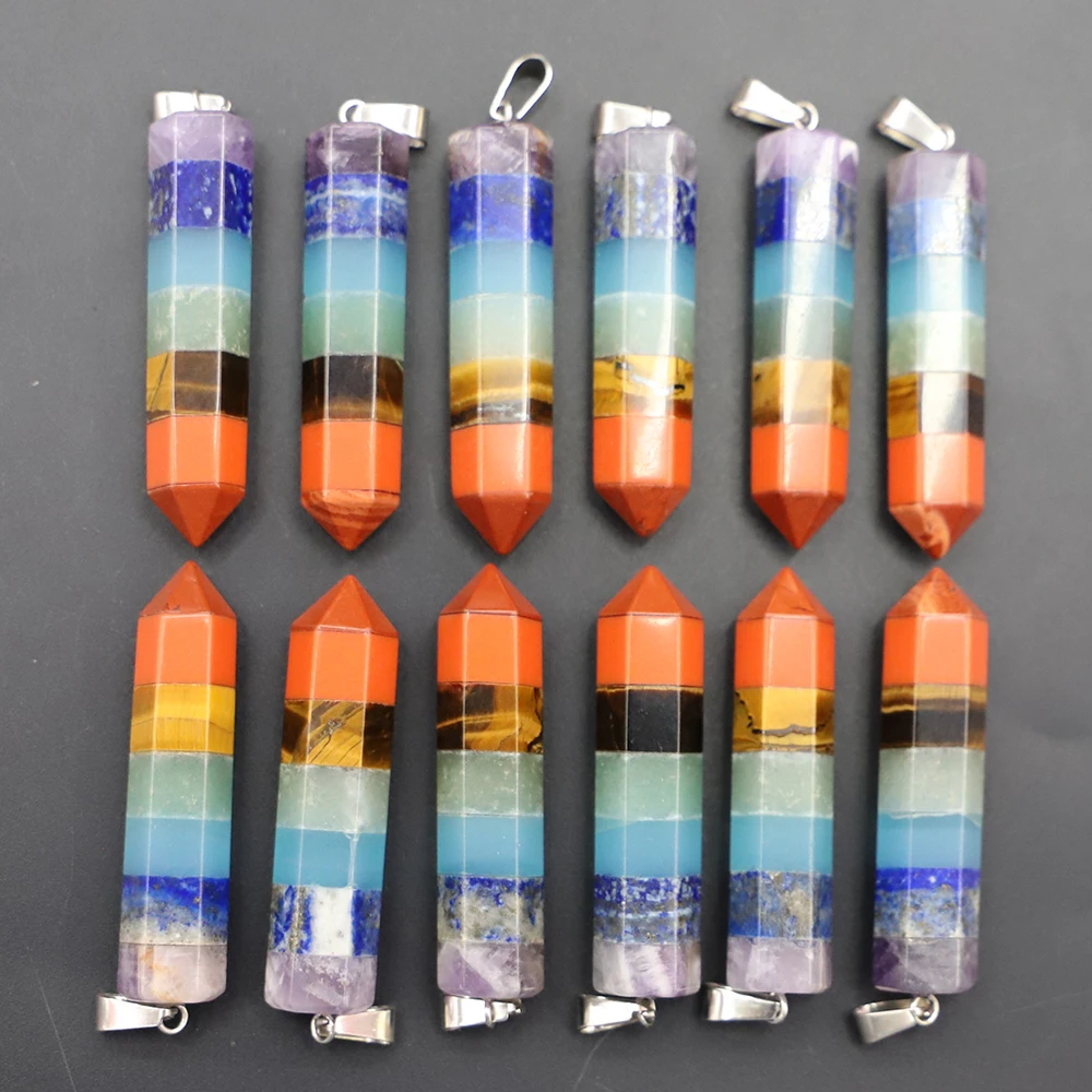 

Bestseller New Natural Stone Pendants 7Chakra Pendulum Healing Reiki Charms Making Diy Fashion Jewelry Necklace Accessories 4Pcs