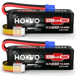 HOOVO 2Pcs 6S Lipo Battery 22.2V 100C 5200mAh with EC5 Connector for RC Car Truck Truggy Buggy Tank RC Airplane Helicopter Boat