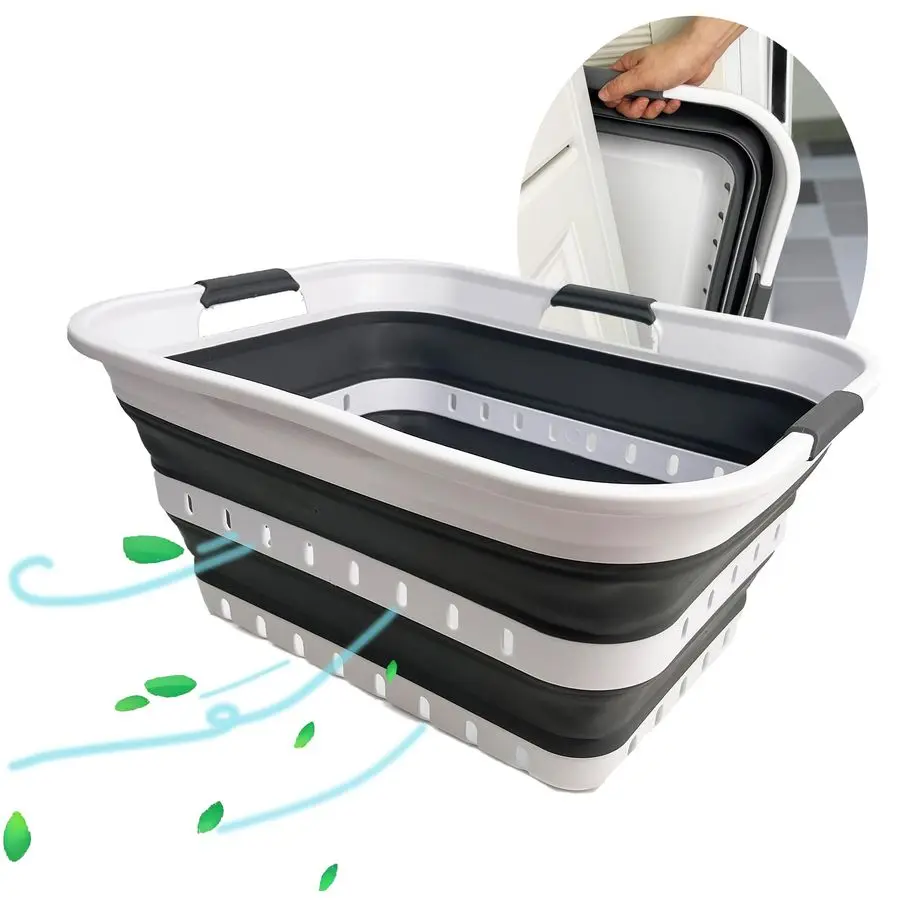 

Складная пластиковая прямоугольная корзина для белья, портативный органайзер для хранения, компактный контейнер для белья, экономящий место