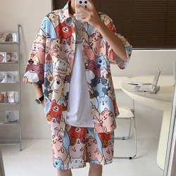 Beach Wear Clothes Men Hawaiian Shirt Set 2024 Summer Sea Side Vocation Clothing Loose Fit Quick Dry 2 Piece Set Outfits