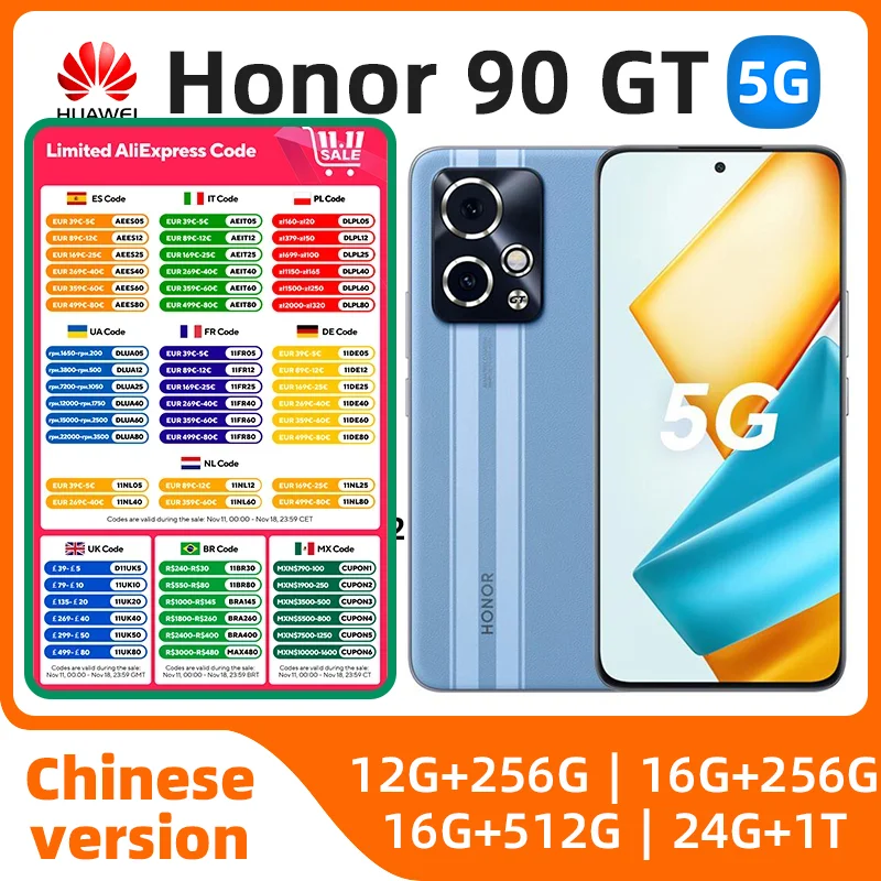 Honor 90 GT 90GT SmartPhone Snapdragon 8 Gen 2 Accelerated Edition Octa Core 6.7