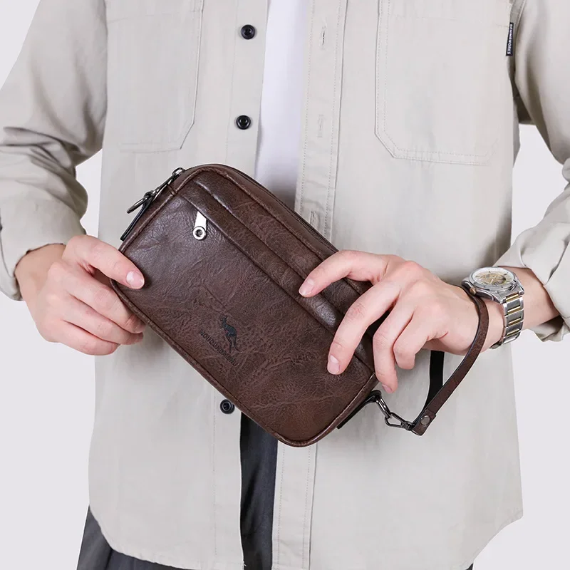 Mini PU Leather Shoulder Bag for Men's Business Waterproof Leisure Bag Crossbody Bag Mens Purse Satchel