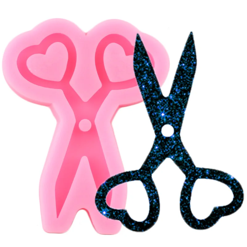 Shiny Glossy Scissors Silicone Mold Custom Keychain Handmade Eardrop Epoxy Molds Jewelry Making Necklace Moulds