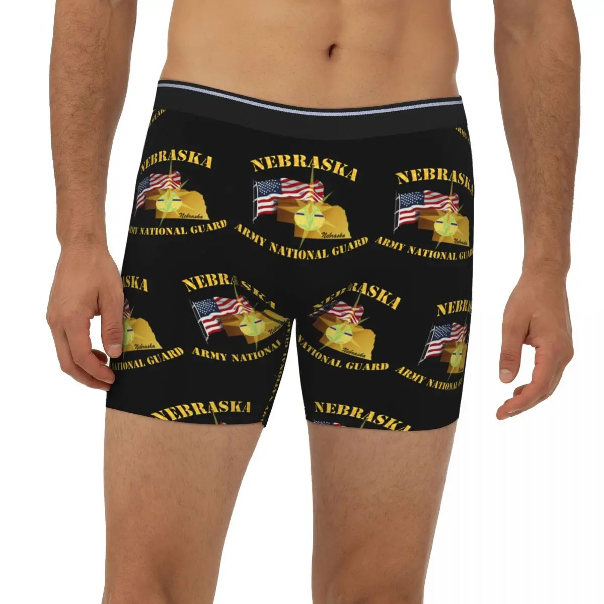 

Небраска, армейская национальная гвардия, длинные трусы-боксеры с флагом Арни W, короткие мужские трусы, мягкое нижнее белье для мужчин, подарок бойфренду