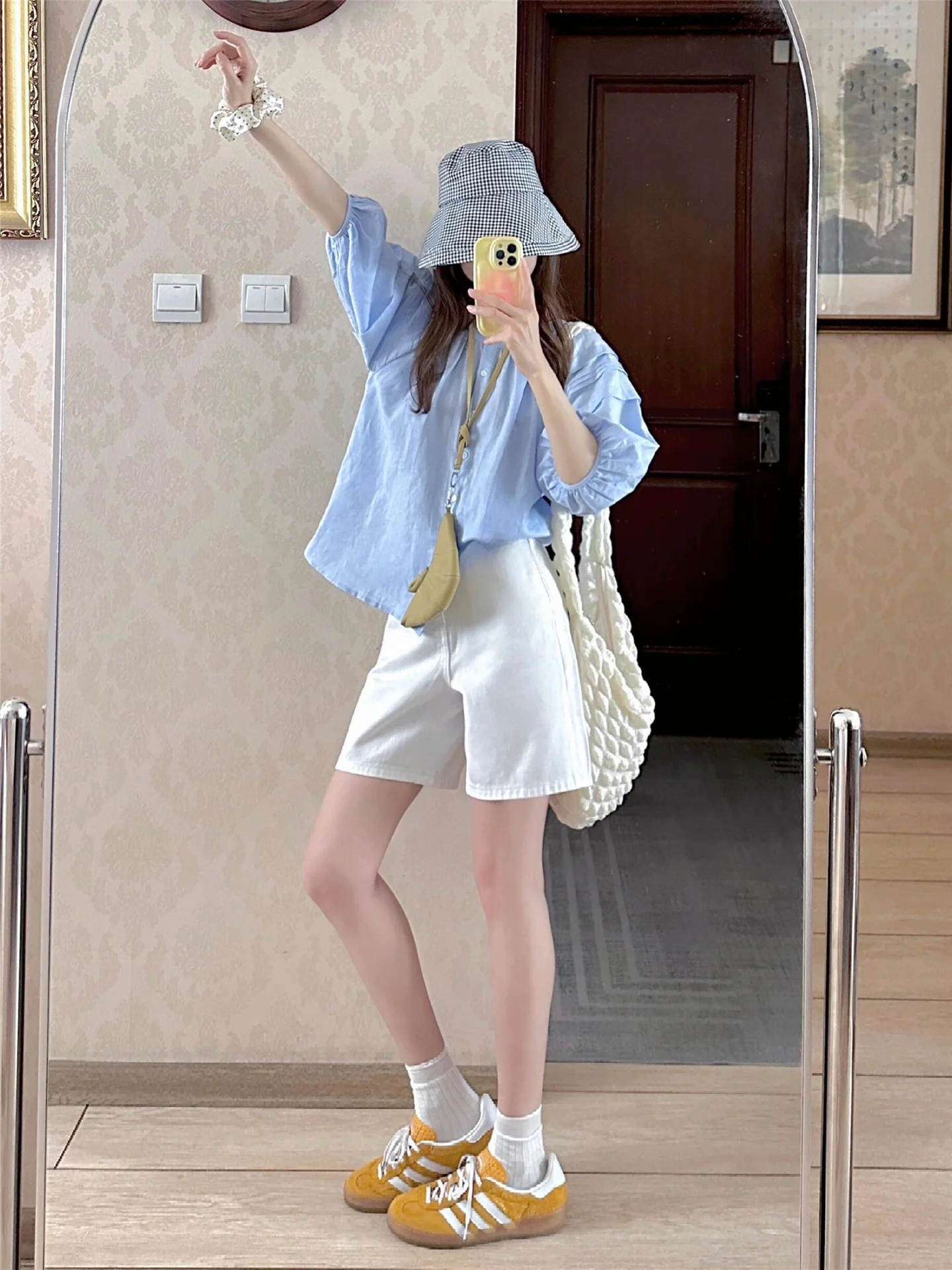 

High Waist Wide Leg Denim Shorts Women's Summer Slimming Loose Versatile Washed A-Line Fourths Casual Straight Cotton Jeans