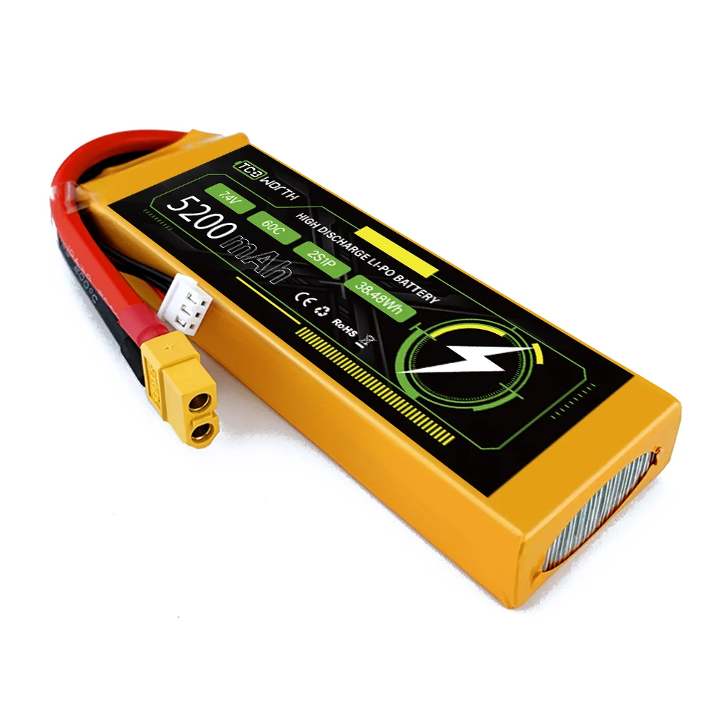 Batería LiPo 3S de 11,1 V, 5200mAh, 60C con enchufe T/ XT 60 para coche RC, camión, avión, helicóptero, barco, coche de carreras RC Hobby, 1 paquete