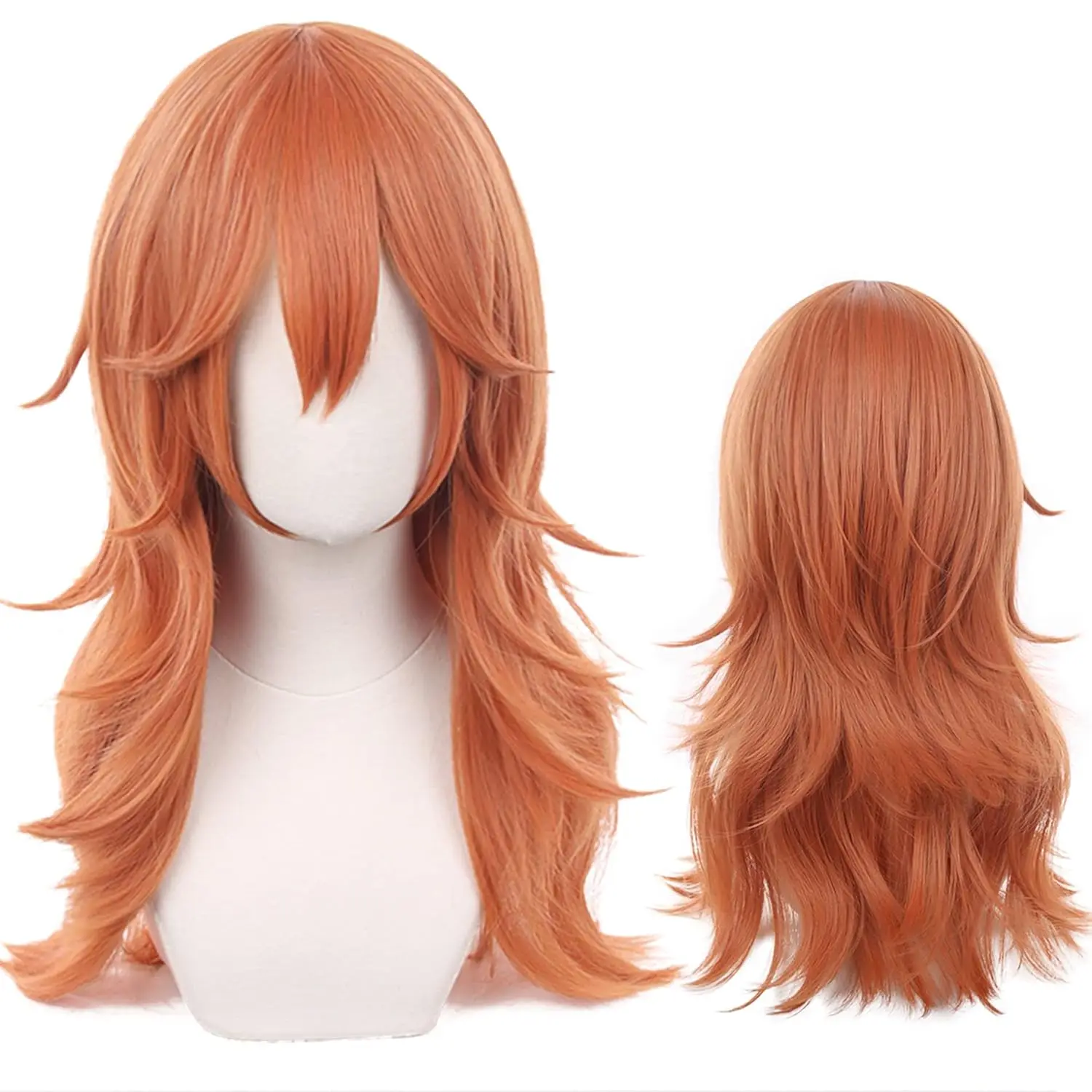 Perruques de cosplay Angel Devil orange foncé pour filles et femmes, perruques longues bouclées pour costume d'Halloween et fête