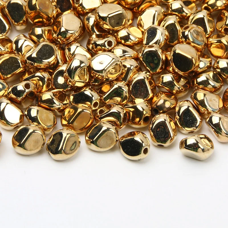 100pcs/Lot 7mm Gold Color Irregular Seed Bracelet Spacer Beads CCB Loose Beads For Jewelry Making DIY Necklace Findings