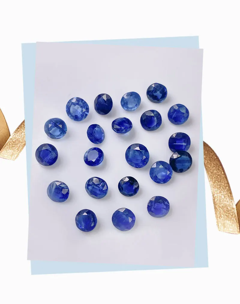 Wholesale 5pcs Genuine Blue Kyanite 3mm 4mm 5mm 6mm Round Brilliant-cut Semi-Precious Gemstone Cabochon Ring Face For Jewelry