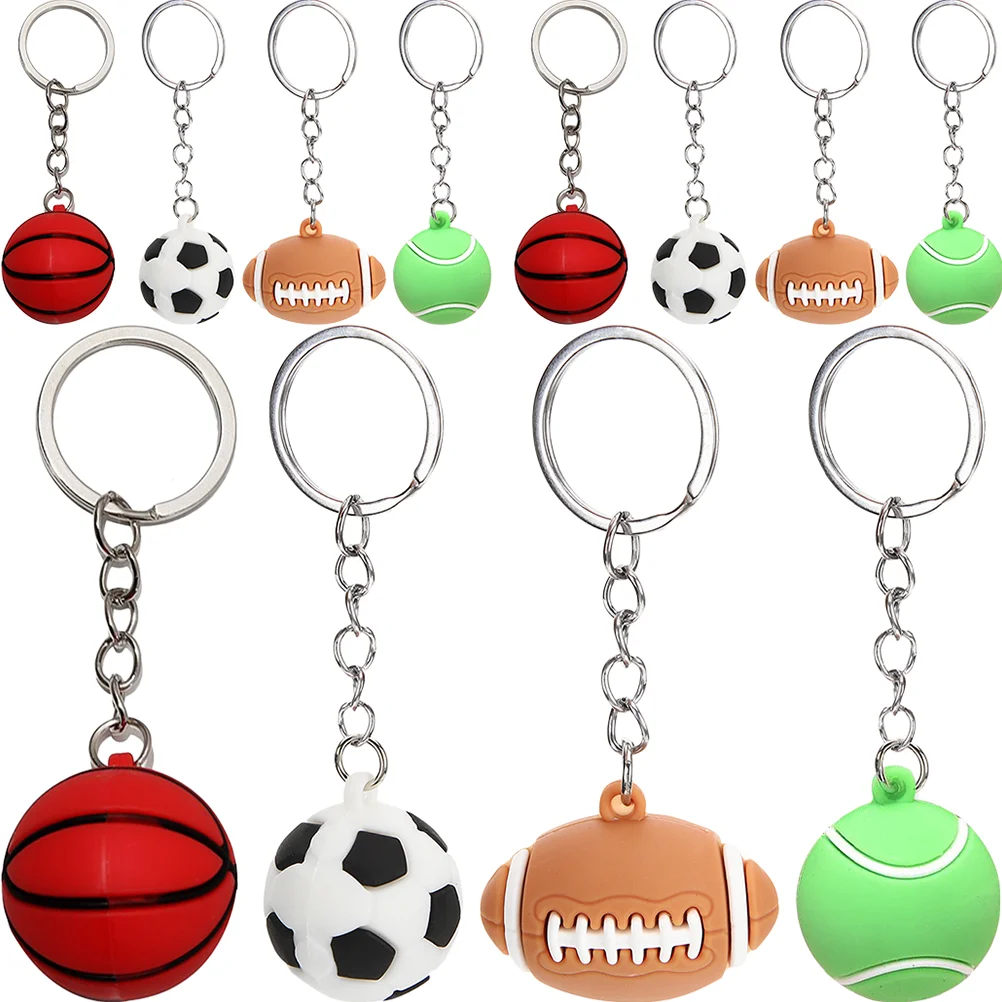 12 Pcs Basketball Valentine Cards Soccer Keychain Rucksack Tote Bag Backpack Sports Pendants Decorations Child