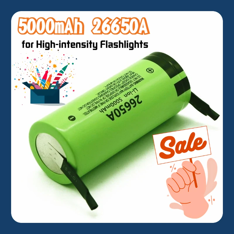 

5000mAh 26650A High-capacity Rechargeable Lithium Battery,for High-intensity Flashlights