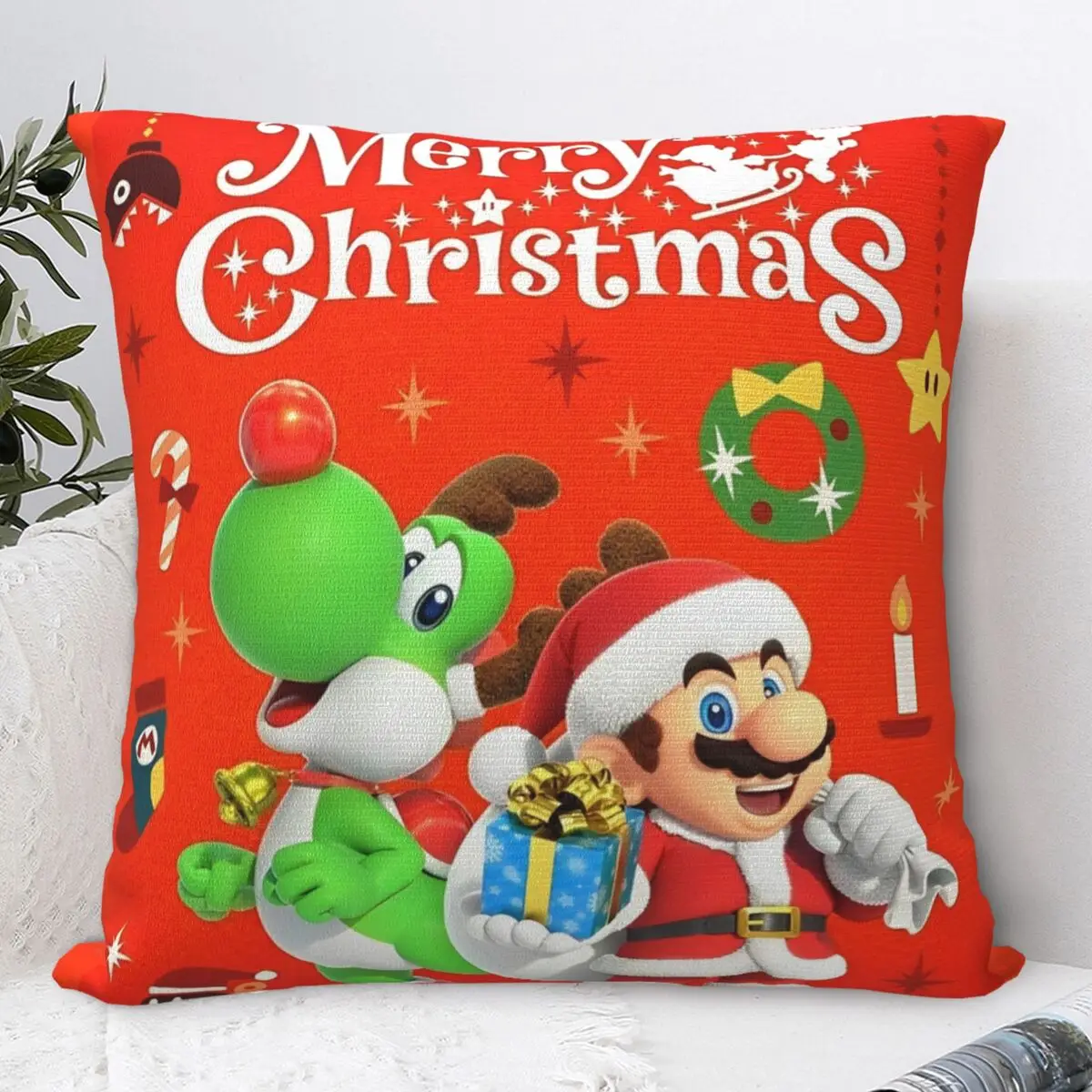 Pillow Cover MINISO Sanrio M-marioes Christmas Design Cushion Cover Novelty Pillow Case For Wedding Party Home Decor Pillowcases