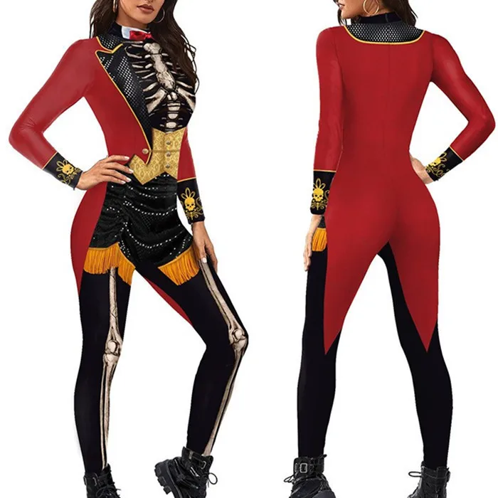 Damen Herren Karneval Cosplay Jumpsuit Skelett-Druck Halloween-Kostüm Fancy Party Catsuit Show Spandex Zentai Bodysuit Anzug – Detail 8