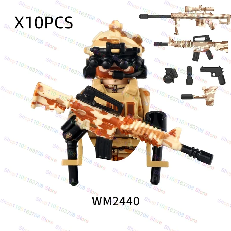 MOC – blocs de construction militaires en briques, Mini soldats d'action, accessoires, figurines, jouets d'assemblage, cadeaux de noël, WM6147