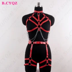 Sexy Body Bondage Woman Harness Garters Red Thigh Sword Belt PU Leather Leg Strap Bdsm Gothic Rave Festival Clothes Accessories