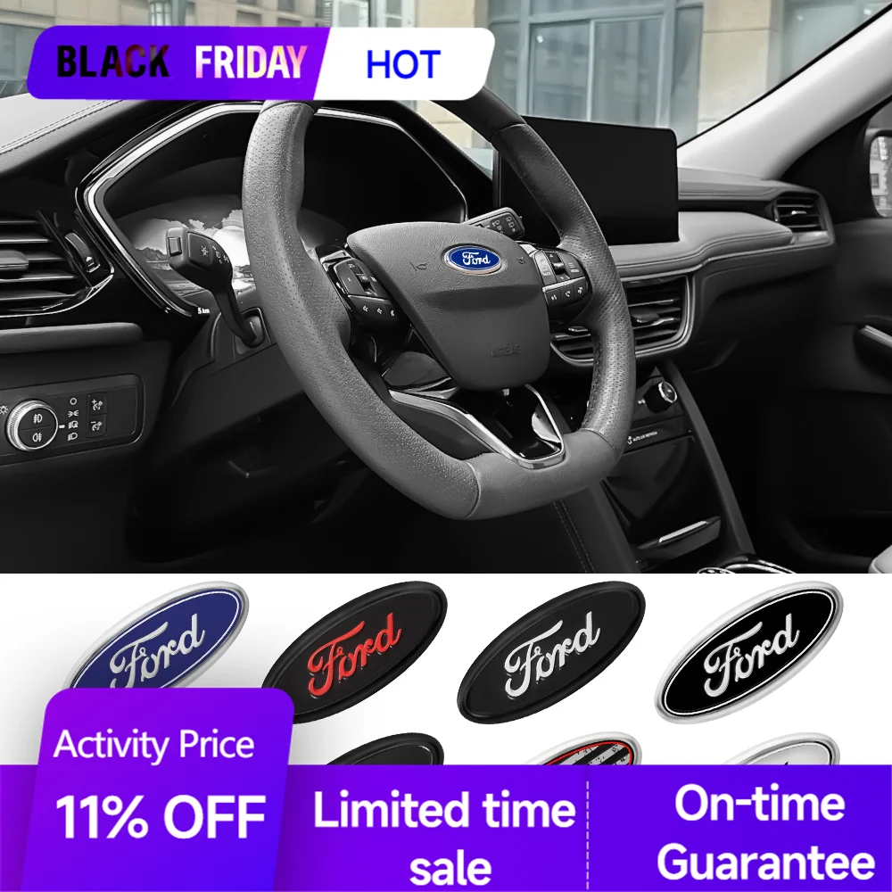 58MM Car Steering Wheel Badge Cover Stickers Decoration Accessories For Ford Escape Focus Fusion Fiesta  Mondeo Mk2 3 Auto Decal