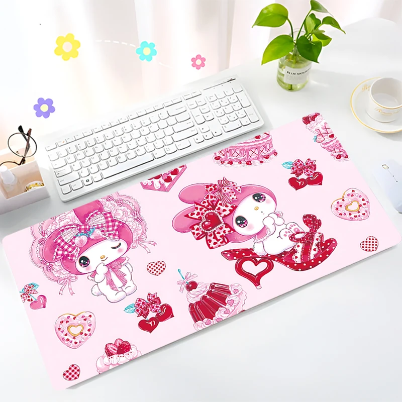 Kawaii Red Love Heart Mouse Pad Laptop My Melody Gaming Keyboard Rug XXL Pink Bowknot Cute Soft Mousepad PC Extended Desk Mat