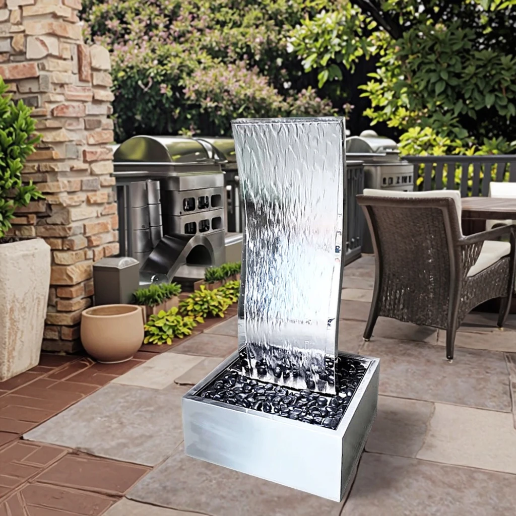 Customized Large Modern Stainless Steel Waterfall Fountain Outdoor Garden Sculpture for Decorative Art Garden Ornaments