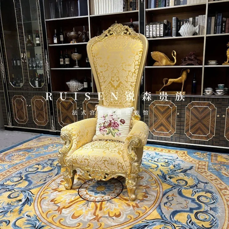 

Французское кресло с высокой спинкой из ткани, в европейском стиле, для выставочных залов, офисов продаж, клубов отдыха, лобби отелей, из массива дерева