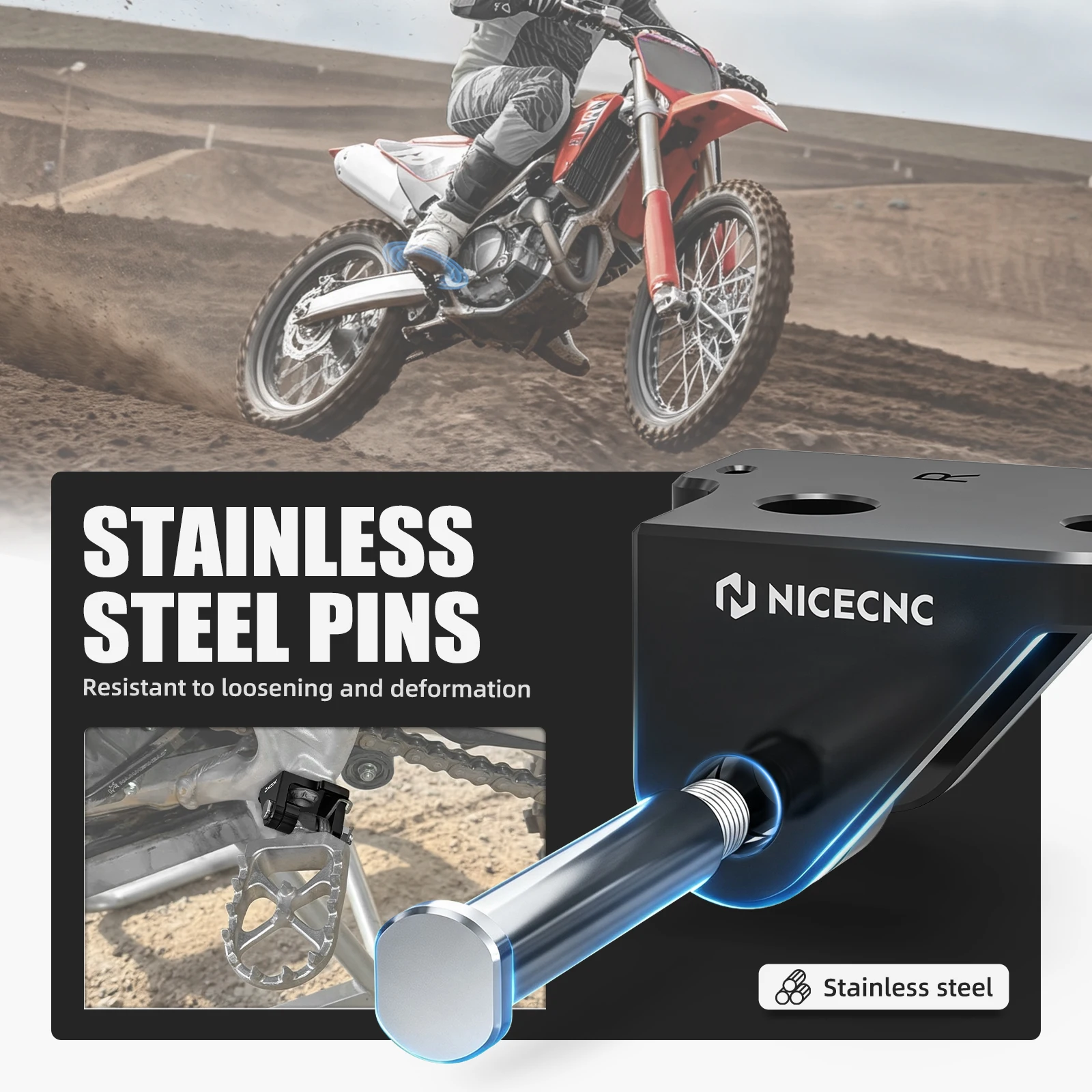 NICECNC Für Honda CRF250R CRF450R 2016-2026 Versetzte Fußrastenhalterungen für Honda CRF250RWE CRF450RWE Works Edition Aluminium – Detail 3