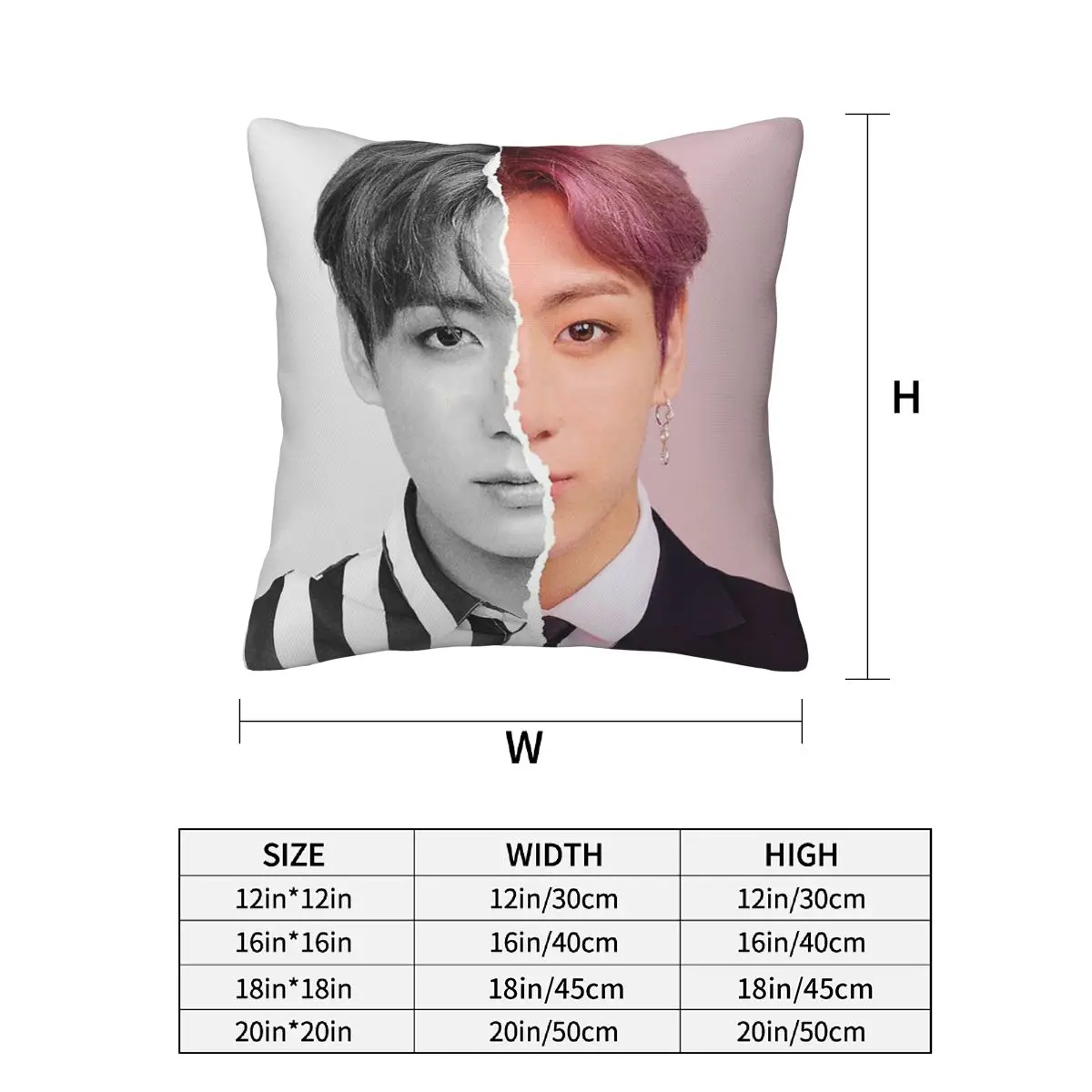 Jungkook 2 pcs Square Pillowcase Pillow Cover Cushion Zip Decorative Comfort Throw Pillow for Home Living Room