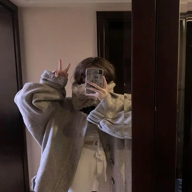 

Женские топы, кардиган, женская одежда, зимнее новое пальто с рукавами, длинное корейское новое популярное верхнее белье для поездок на работу, корейская мода