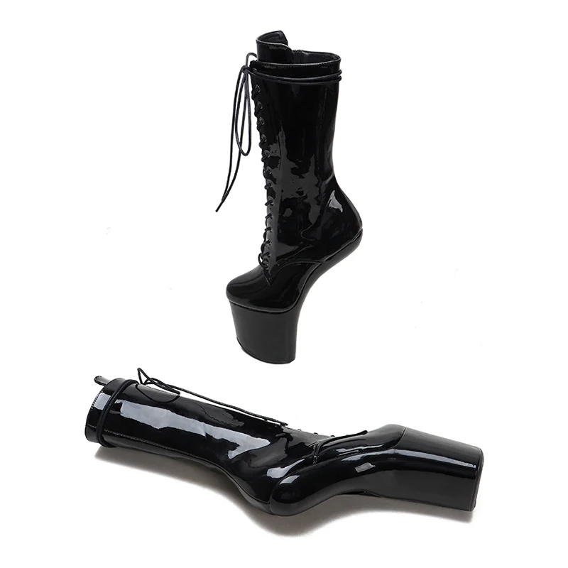 Leecabe Lace Up Ankle Boots Sexy Exotic heel less Pole Dance Stripper shoes