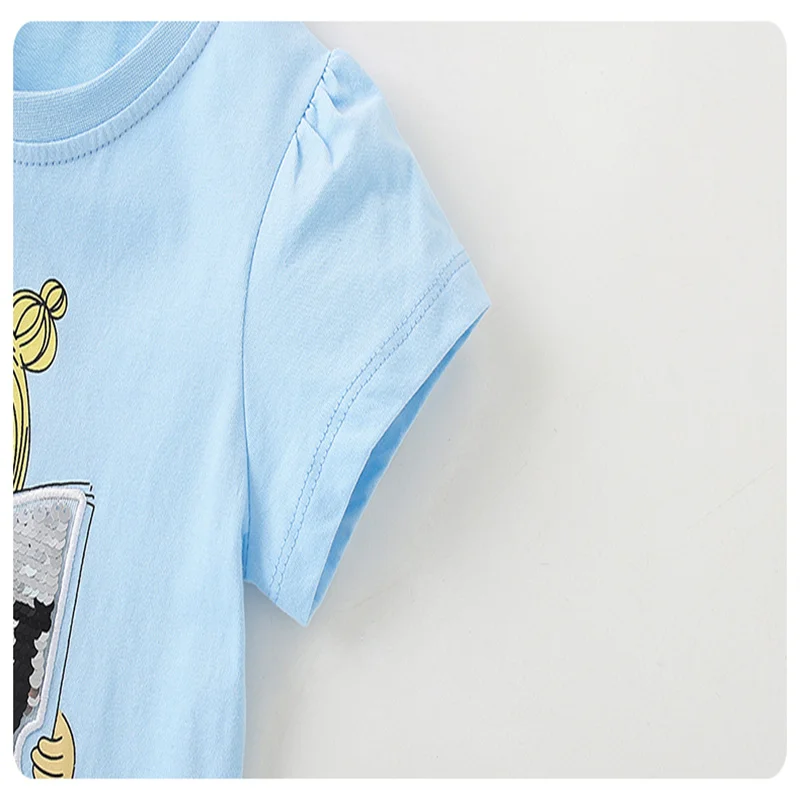 2-7T 95% البوليستر طفل الفتيات تيز الصيف طفل الملابس الساخن بيع قصيرة الأكمام الاطفال بلايز الأطفال بلايز #3