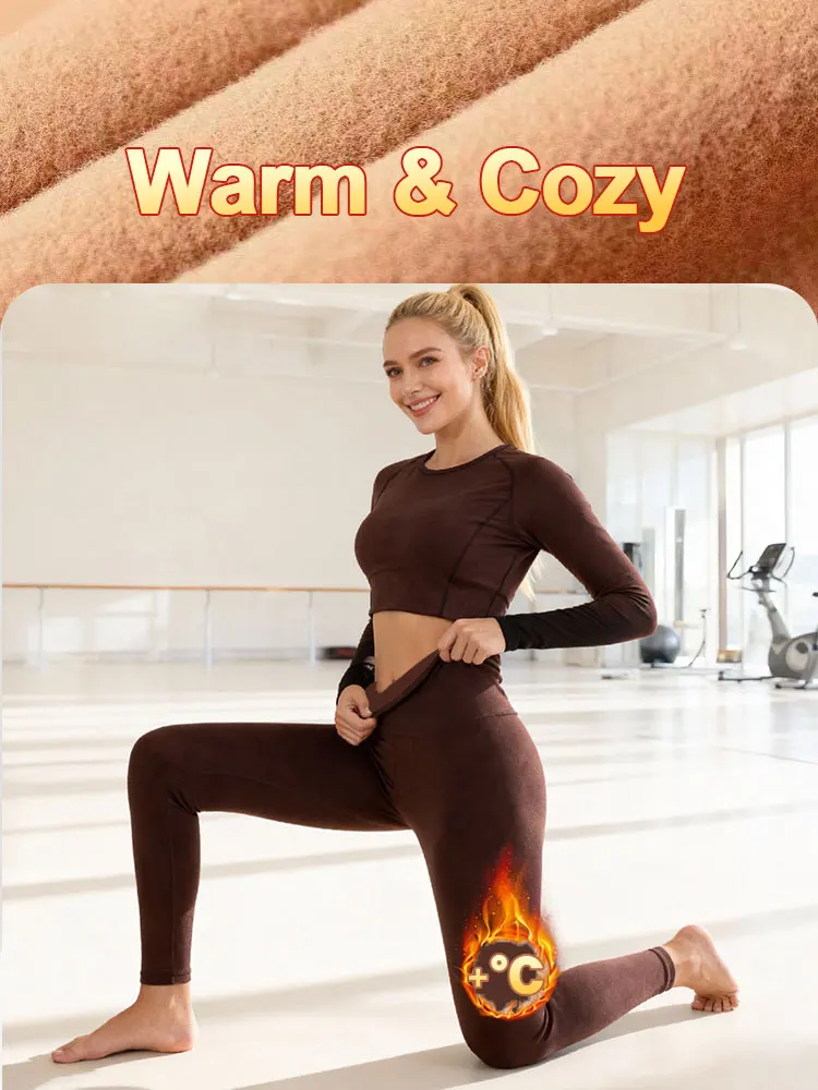 Women's Fleece Lined Yoga Pants High Waist 4-Way Stretch Tummy Control Thermal Leggings for Fall & Winter Yoga, Gym & Daily Life
