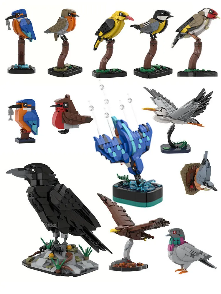 MOC Dier Vogel Raaf Ijsvogel Feral Duif Model Bouwstenen Set Robin Eagle Montage Bricks Speelgoed Verjaardag Kerstcadeaus - afbeelding 2