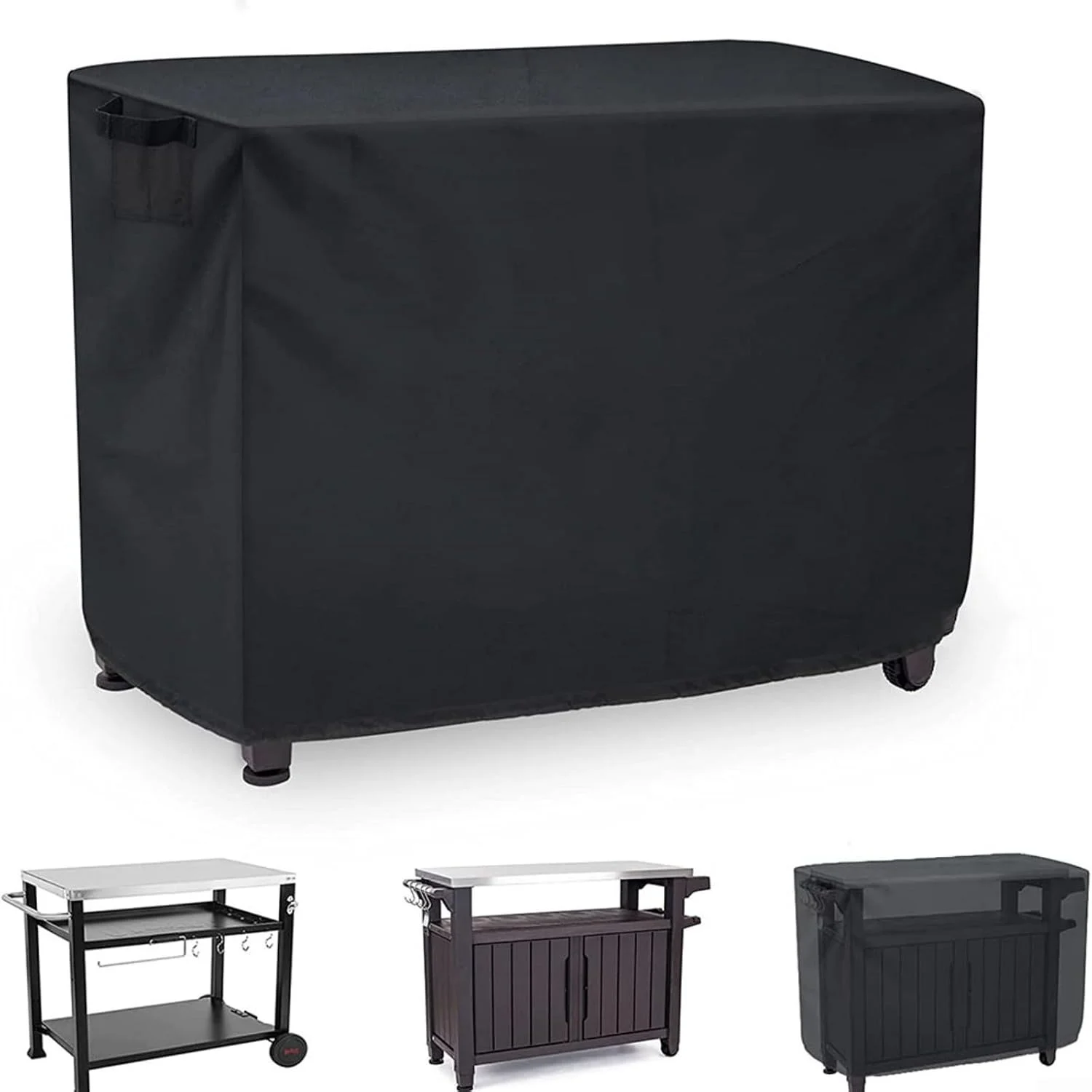 210D Oxford Fabric Dining Table Cover Outdoor Food Trolley Cover Waterproof Dustproof UV Resistant Patio Table Protective Cover