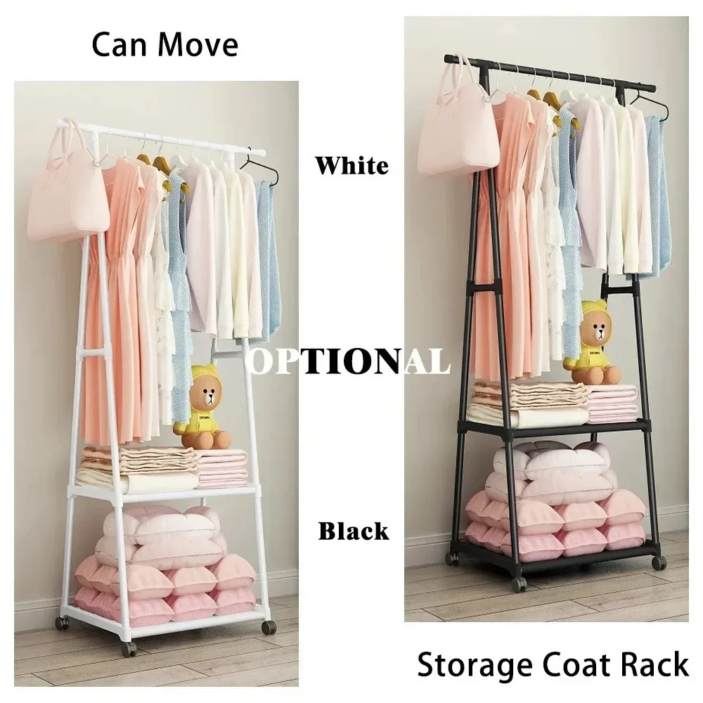 Movable Clothing Rack Clothes Organizer Triangle Hooks For Pants Hanger Storage Racks Hangers Bedroom Floor Rolling Clothes Rack