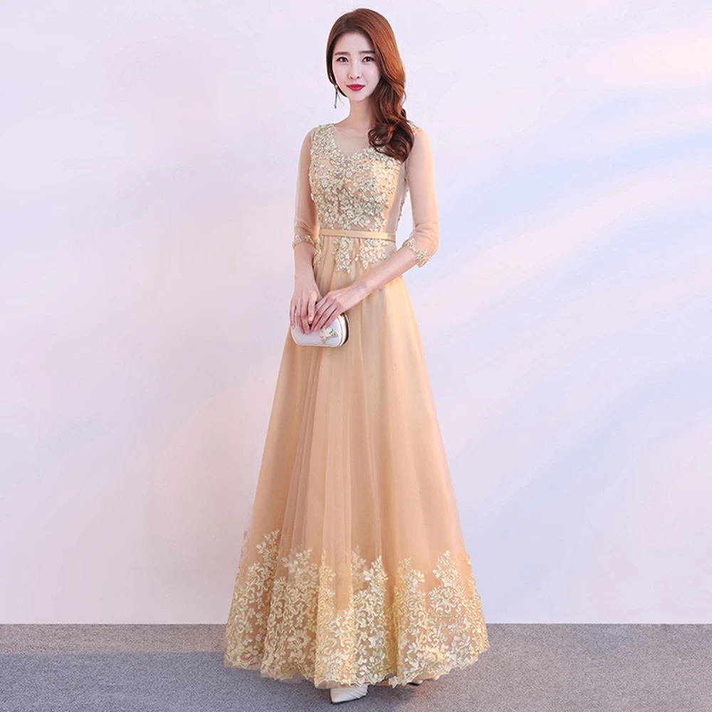 Formal Dresses Evening Gown  A-Line Ankle-Length Appliques  Women Dress Evening Party Customized